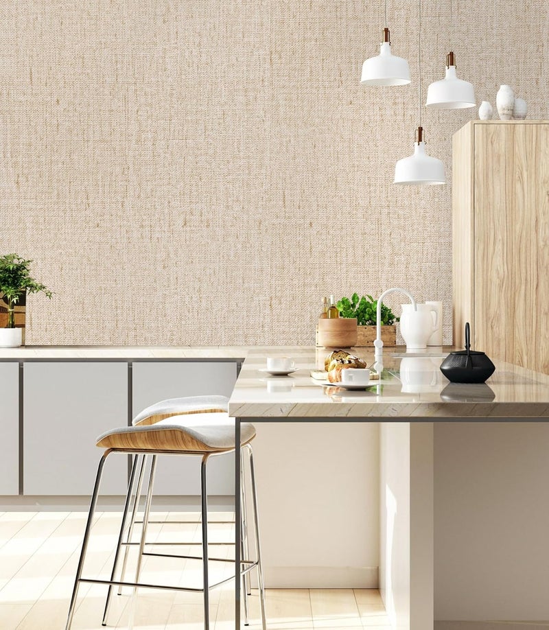 lenify Beige Grasscloth Peel and Stick Wallpaper Textured Contact Paper 15.7inch x 118.1inch Faux Linen Vintage Grasscloth Contact Paper Self Adhesive Removable Wallpaper Vinyl - Image 5